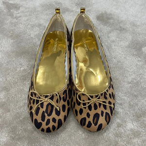 NWOT J. Crew Crewcuts Big Kids Brown Leopard Ballet Flats Size 4